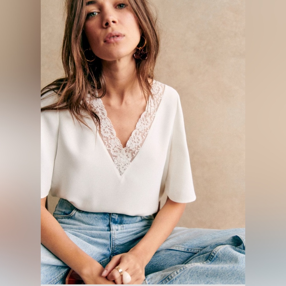 Sezane Sylla Blouse Ecru - Size 4